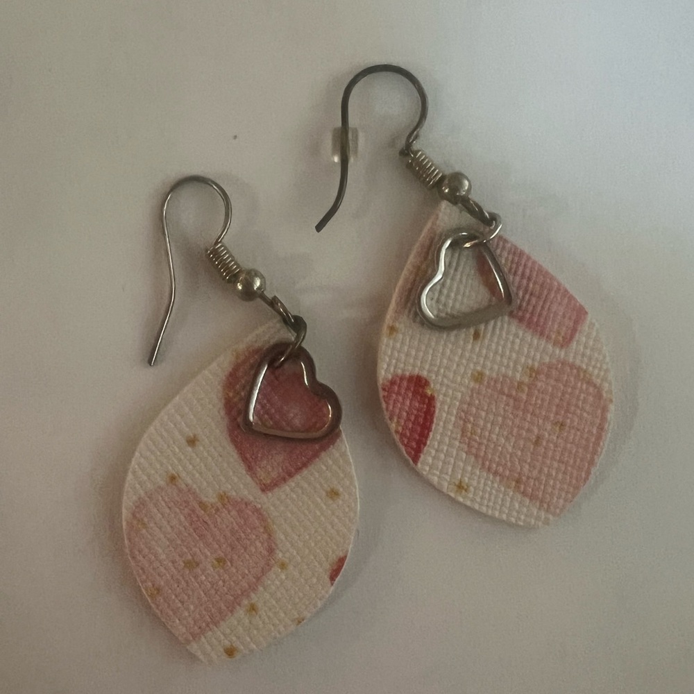 Heart Patterned Earrings with Silver Accents